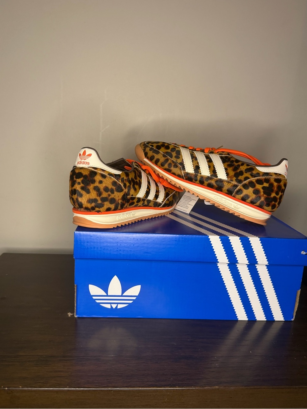 adidas Leopard Print Sneakers with Orange Accents